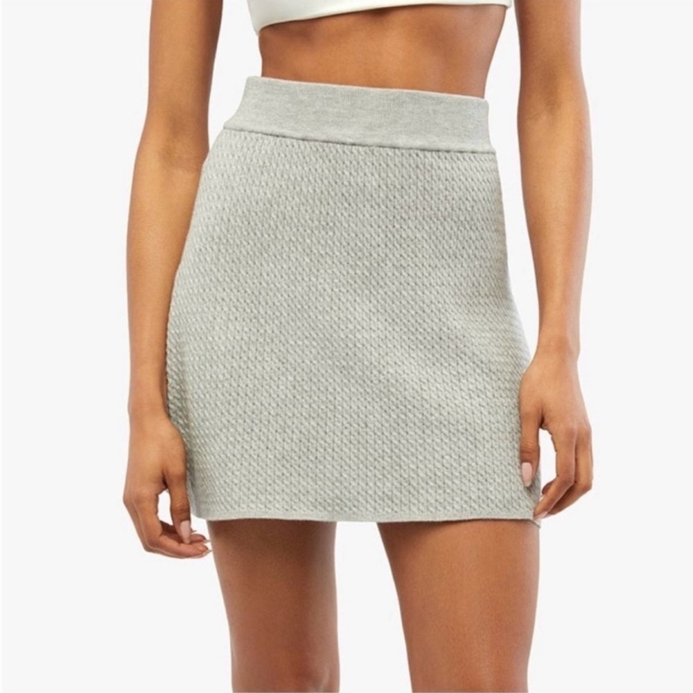 WeWoreWhat Cable Knit Mini Skirt in Light Heather Grey. Revolve. NWT Size Medium